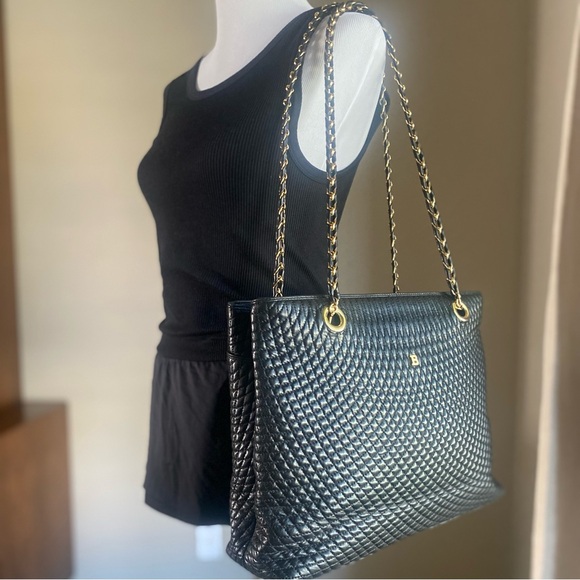 Bally Quilted Matelasse Leather Chain Shoulder Tote - Picture 1 of 13